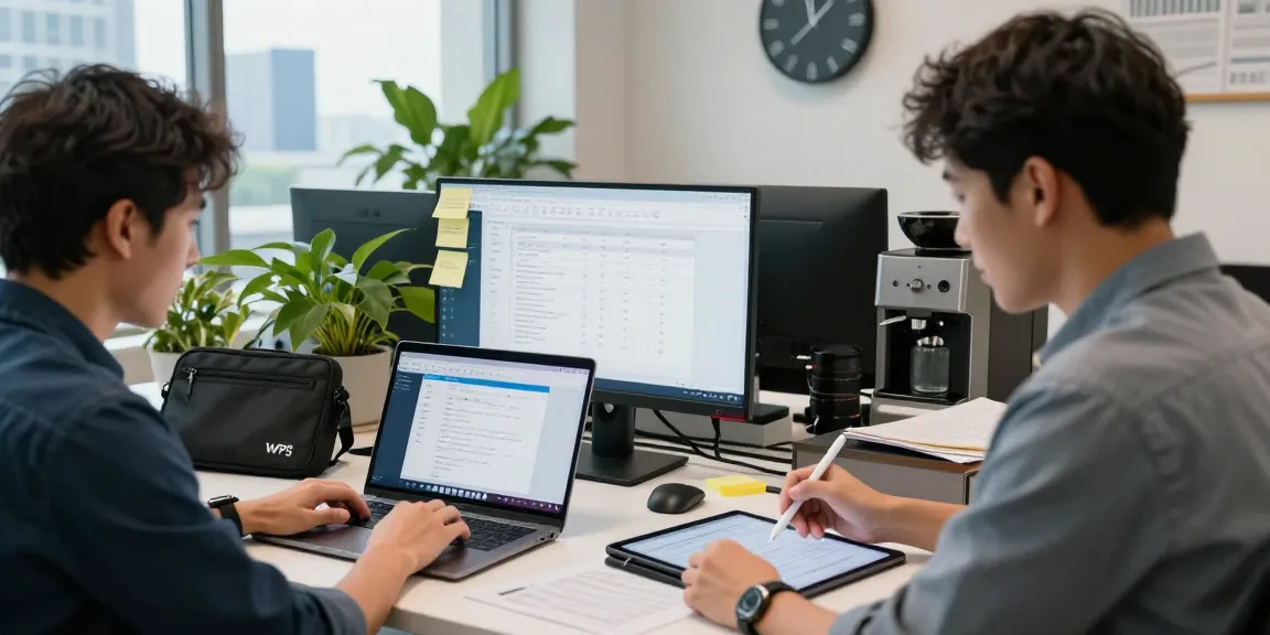 WPS Download desktop software in a modern office collaboration scene.